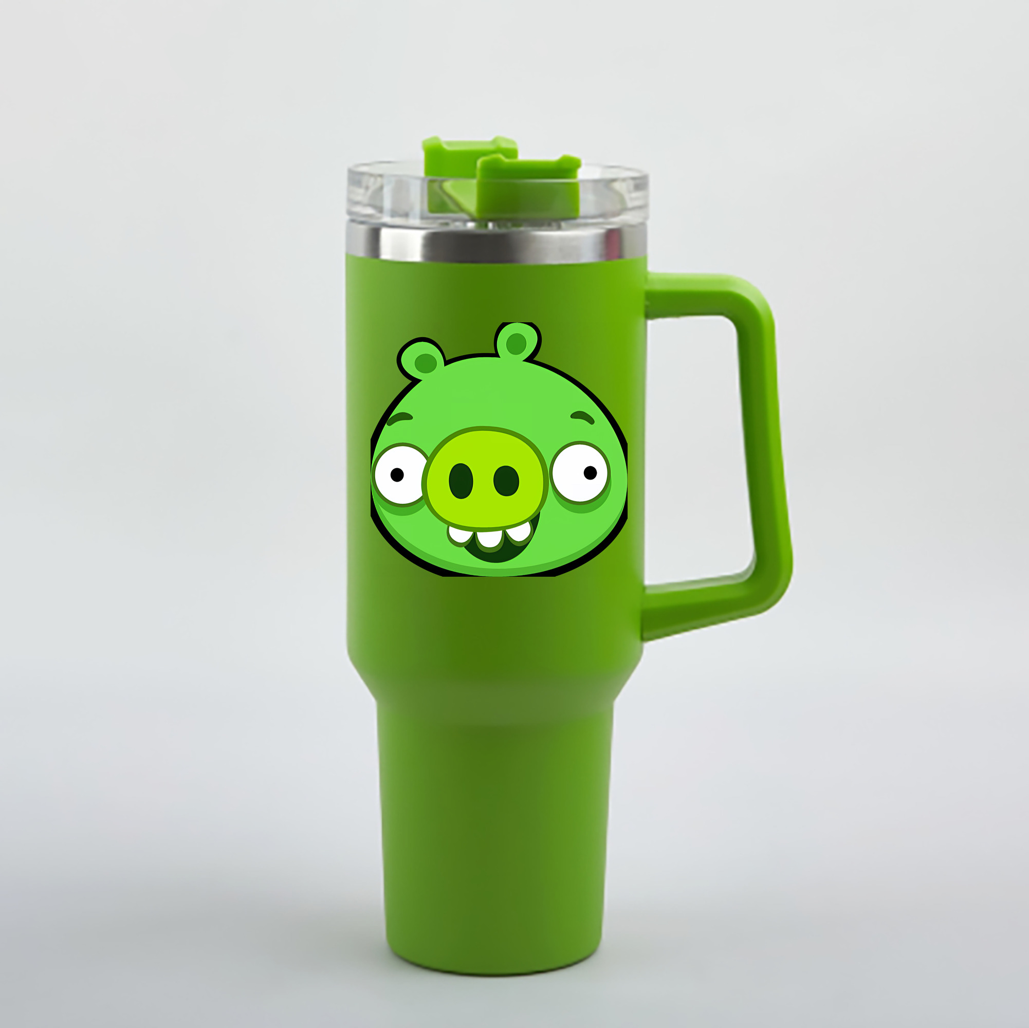 （画像用） Angry Birds アングリーバード 1200mL車用タンブラー - クリスタルステッカー（プラスチックストロー付き）